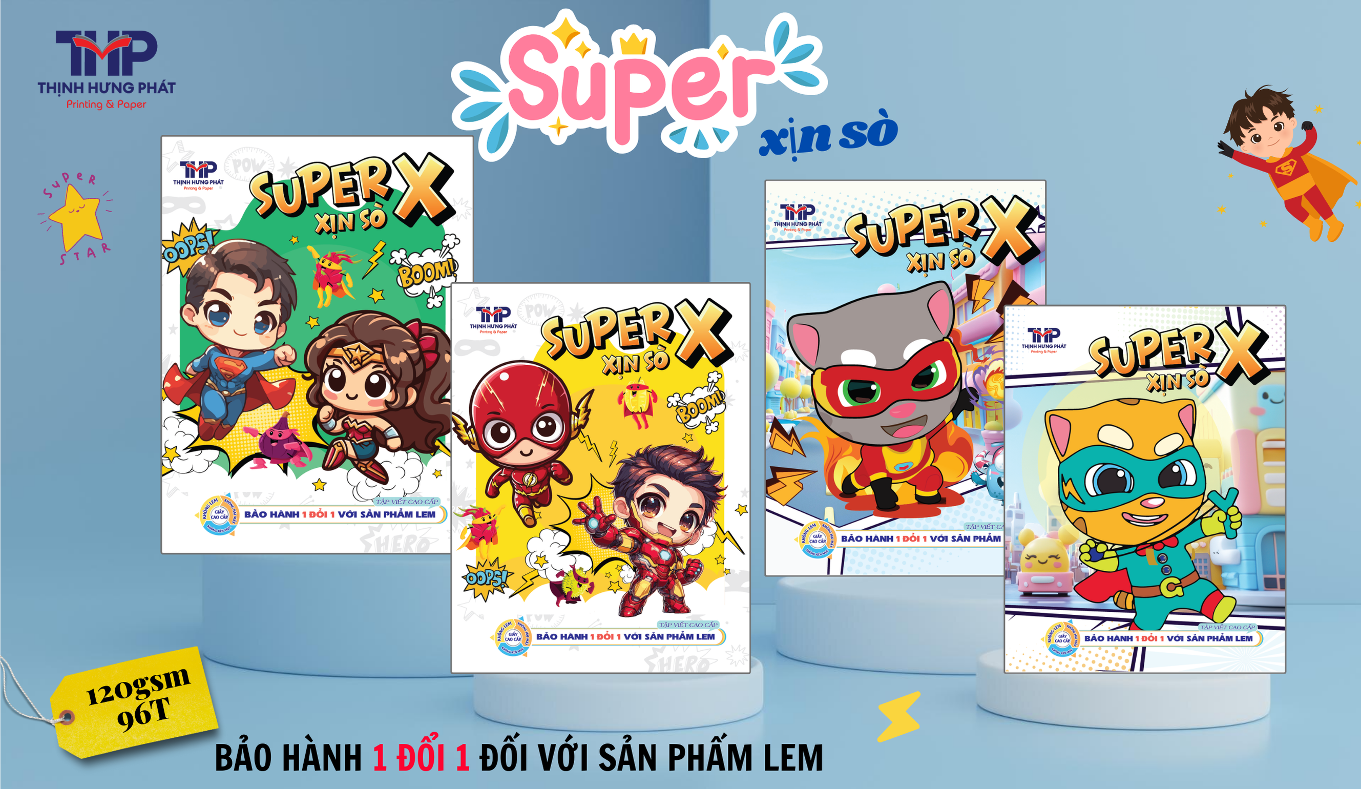Tập XỊN SÒ CAO CẤP KHÔNG LEM DL 120gsm - SUPER X